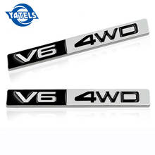 Car Styling 3D Metal Chrome 4WD V6 Emblem Badge Wheel Drive Auto 3D Car Sticker Decoration for bmw benz toyota Car accessories 2024 - buy cheap