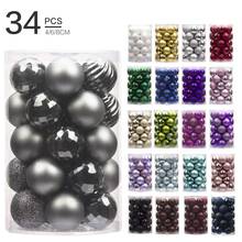 34pc Christmas Xmas Tree Ball 4cm 6cm 8cm Christmas Decorations For Home Bauble Hanging Home Party Ornament Decor Christmas Gift 2024 - buy cheap