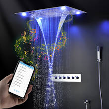 Grifos de ducha de baño con Bluetooth, cabezal de ducha musical, LED eléctrico, lluvia, niebla, cascada, 4 Funciones, Panel de baño, mezclador termostático 2024 - compra barato