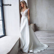 Booma-vestidos de novia elegantes de encaje, Espalda descubierta, de satén de alta calidad, de princesa, con cuello en V, corte en A 2024 - compra barato