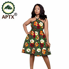 African Clothing For Women Ankara Style Off The Shoulder Sexy Sleeveless Knee Length Pure Cotton Suspender Skirt Floral Dress 2024 - buy cheap