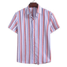 Men's Summer Hawaiian Shirt Casual Button Striped Print Short Sleeve Streetwear Shirt Beach Blouses Shirt Men Chemise Homme 2024 - buy cheap