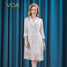 Белый вышитый жоржет VOA Silk tea, с контрастом, с окантовкой, открытые, qi fen xiu, тонкие, двойные, темпераментные, модные женские платья A38 2024 - купить недорого