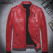 Men's Genuine Leather Jacket Men Vintage 100% Real Sheepskin Coat Biker Motorcycle Jacket Spring Autumn Chaqueta Cuero Hombre 2024 - buy cheap