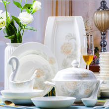 Vajilla de cerámica de Jingdezhen, 60 cabezas, platos chinos, cuencos, ensaladas, fideos, juegos de vajilla 2024 - compra barato