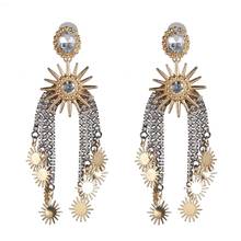 Vintage Ethnic Big Crystal Earring Long Drop Tassel Earrings For Women Wedding Statement Fashion Jewelry Female 2024 - buy cheap