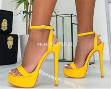 Girls Charming Fashion Open Toe One Strap High Platform Stiletto Heel Sandals Yellow Gold Super High Heel Sandals Dress Shoe 2024 - buy cheap