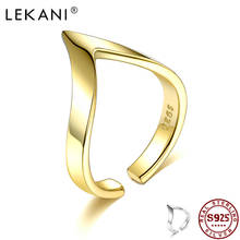 LEKANI 925 Sterling Silver Wedding Engagement Rings For Women Geometric Letter V Shape Adjustable Finger Ring Silver Jewelry 2024 - buy cheap