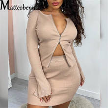 2021 Spring Summer New Women Double Zipper Pit Strip Long-Sleeve Shirt Short Skirt Two-Piece Suits Fashion Casual Slim Two-Piece 2024 - buy cheap