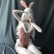 Cute Anime Bunny Girl Cosplay Costume Halloween Uniform Women Velvet Sexy Jumpsuit Erotic Roleplay Kawaii Lingerie for Couple 2024 - buy cheap