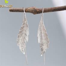 Flyleaf Natural Plant Leaves Scrub Earings Fashion Jewelry  Gold Drop Earrings For Women Real 925 Sterling Silver Fine Jewelry 2024 - buy cheap