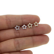 real 925 Sterling Silver Sparkling CZ Exquisite Stackable Star Stud Earrings for Women Jewelry Christmas Gift 2024 - buy cheap