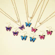 New Summer Colorful Butterfly Jewelry Sets Necklace earrings Insect Animal Pendant Necklace Earrings Sets For Women Party 2024 - buy cheap