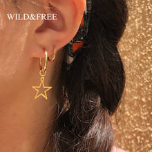 Wild&Free 2020 New Star Hoop Earrings For Women Girl Endless Circle Geometry Cartilage Gold Hoop Earrings Fashion Jewelry Gift 2024 - buy cheap