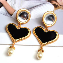 Wholesale Long heart earrings High-quality Metal Oiled Drop Earring Fashion trend jewelry accessories for women 2022 - buy cheap