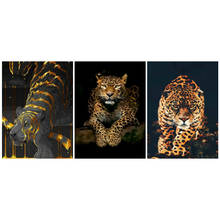 Yumeart Diy Diamond Embroidery Sale Animals Leopard Jaguar Diamond Painting by Number Triptych Full Square Drill Home Decoration 2024 - buy cheap