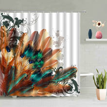 Cortina de chuveiro de penas peacocks cortina colorida pendurada de pássaro cortinas boêmia apanhador de sonhos banheiro conjunto de decoração de casa 2024 - compre barato