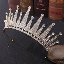 Coroa diadema para noivas forseven, tiara decorada com strass, joias de luxo, feminina, para casamento, acessórios para cabelo 2024 - compre barato