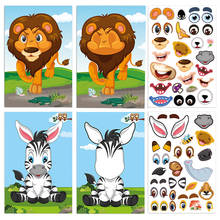 1Set Animal Stickers For Kids Cute Cartoon Make-a-Face Puzzle Stickers Children Boy Girls Gift DIY Assemble Jigsaw Education Toy 2024 - buy cheap