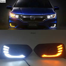 Cscsnl-led drl para honda city, lâmpada diurna de 2017, 2018, 2019, tampa da lâmpada de neblina com função de curva amarela 2024 - compre barato