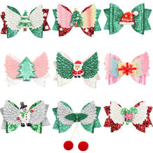 Christmas Hair Clips Angel Wing Glitter Bow Kids Headwear Handmade Sequin Hairpins Cute Party Hair Accessories for Girls 2024 - buy cheap