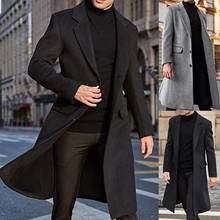 Abrigo de manga larga con botones para hombre, gabardina de longitud media, ropa de invierno, 2021 2024 - compra barato