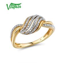 VISTOSO Genuine 14K 585 Yellow Gold Sparkling Diamond Ring For Women Twisting Wave Design Ring Anniversary Lady Fine Jewelry 2024 - buy cheap