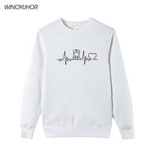 Enfermeira batimento cardíaco engraçado impresso sweatshirts feminino 2021 novo inverno manga longa hoodies senhora meninas presente topos pullovers 2024 - compre barato