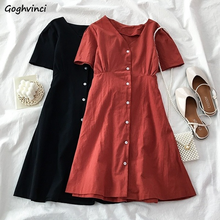 Short Sleeve Dresses Women Solid Summer Elegant  V-Neck  Casual  Knee-Length Bow Tie Red Black Temperament Retro Fashion Daily 2024 - buy cheap
