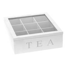 Бамбуковая чайная коробка с крышкой и 9 отделениями, держатель для хранения кофейных чайных пакетиков, органайзер для кухонных шкафов 2024 - купить недорого
