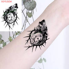 Водостойкая Временная тату-наклейка волк милая девушка боди-арт флэш-тату искусственная тату для женщин и мужчин 2024 - купить недорого