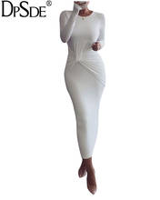 DPSDE White Vocation Bandage Long Women Dress Autumn Full Sleeve Elegant Dress Collect Waist New 2020 Casual Bodycon Dress 2024 - buy cheap