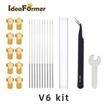 E3d v6/mk bocal ferramenta kit girador do bocal + pinça + e3d v6/mk 0.4mm-1.75mm bico + bico broca de limpeza para peças de impressora 3d. 2024 - compre barato