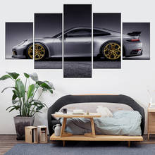 Pintura Modular en lienzo para decoración del hogar, marco de arte de pared con impresión HD, imagen negra de Porsche 911GT, póster para sala de estar 2024 - compra barato