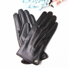 Guantes Térmicos de PU para mujer, manoplas de piel de oveja sintética forrada de felpa negra, a la moda, para conducir, para otoño e invierno, PL017 2024 - compra barato