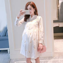 Vestido de maternidad para mujeres embarazadas, ropa bordada para embarazadas 2024 - compra barato