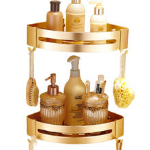 Bathroom Corner Gold Shelf Shower Caddy with Two Hooks Self Adhesive Wall Mount with Screws  Storage Shelves Triangle Baskets 2024 - buy cheap