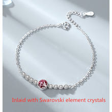 Pulsera de plata de ley 925 con corazones del mar para mujer, brazalete de cristal austriaco que combina con todo, a la moda, nueva 2024 - compra barato