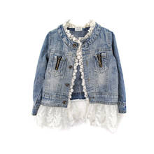 Spring Autumn Girls Fashion Jean Jackets Kids Lace Coat Long Sleeve Button Denim Jackets Outwear For Girls 2-7Y 2024 - buy cheap