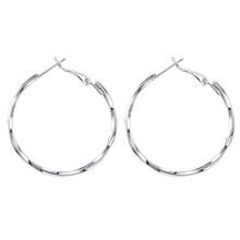 1Pair Simple Personality Big Hoop Earrings European Hyperbolic Steel Color Twist Round Circle Earrings Female Wedding  Jewelry 2024 - buy cheap
