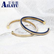 Ailatu nova cz manguito pulseiras jóias para festa feminina e masculina cobre zircônia cúbica presente clássico de alta qualidade ouro-cor unisex 2024 - compre barato