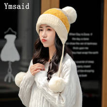 Winter New Pompom Knit Beanies Women's Hats Balaclava Scarf Ladies Beanie Girls Skullies Caps Bonnet Femme Snapback Warm Neck 2024 - buy cheap