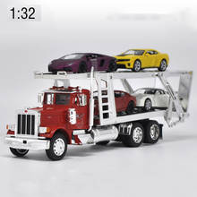 Литая модель американского грузовика Kenworth Transporter 1/32, модель статического дисплея, модель автомобиля из сплава, популярные игрушки для мальчиков, детские автомобили 2024 - купить недорого