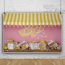 Loja de frutas limão rosa parede pano de fundo menina festa de aniversário decoração do quarto fotografia estúdio fotos crianças fundo vinil personalizado 2024 - compre barato
