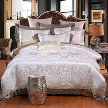 White Lace Jacquard Bedding Set Luxury Satin Duvet Cover Bed Sheet Pillowcases Sets Queen King Size 4pcs Silk Cotton Bedclothes 2024 - buy cheap