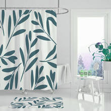 Shower curtain set flower garden flower leaf green tropical plant bathroom curtain printing flower bathroom curtain cushion set 2024 - buy cheap