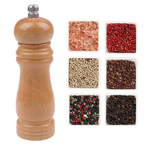 Moedor de sal e pimenta, moedor de madeira sólida com moedor de cerâmica ajustável forte, ferramentas de cozinha de 6 polegadas 2024 - compre barato