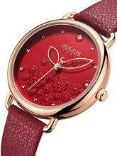 Relógio feminino em couro verdadeiro 3d, em folha de trevo, japonês, mov, não é hora da moda, pulseira de couro real, caixa de presente de aniversário da sorte 2024 - compre barato