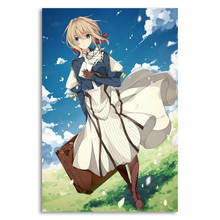 Violeta Evergarden Anime, tela de seda, póster de pared, decoración artística, pegatina brillante 2024 - compra barato