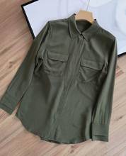 ElfStyle-Blusa de seda verde militar para mujer, camisa de alta calidad, Top ElfStyle, primavera y verano, 2020 2024 - compra barato